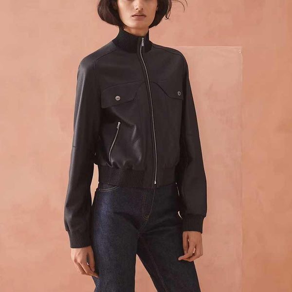 women's leather & faux natural women coat lambskin jacket long sleeves 100% sheepskin h815, Black
women's leather & faux natural women coat lambskin jacket long sleeves 100% sheepskin h815, Black
