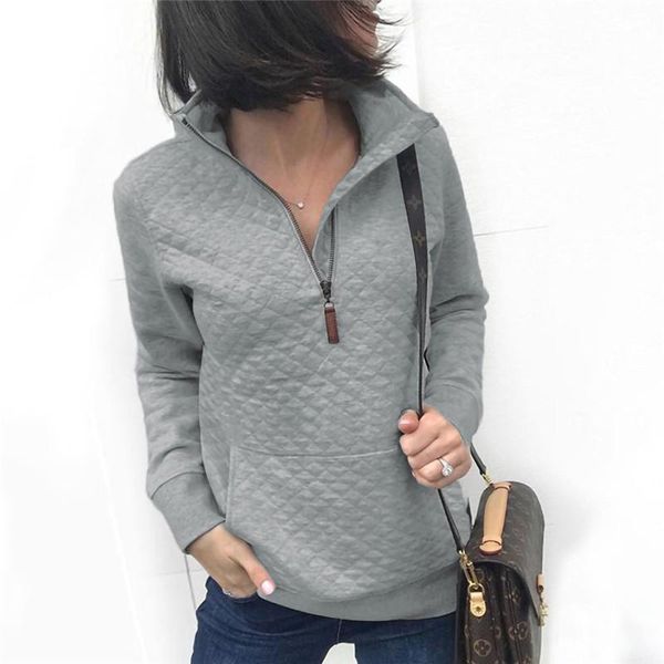 women's hoodies & sweatshirts pockets zipper half open long sleeve women slim turn down collar casual lattice autumn winter female, Black
women's hoodies & sweatshirts pockets zipper half open long sleeve women slim turn down collar casual lattice autumn winter female, Black