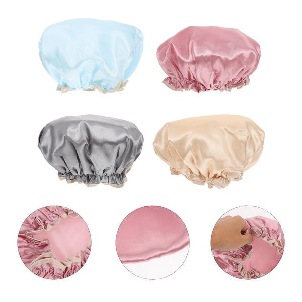 shower caps 4pcs multi-purpose waterproof bath two-layer headgear 
shower caps 4pcs multi-purpose waterproof bath two-layer headgear