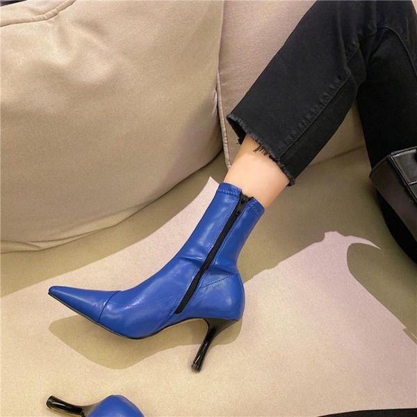 boots women's pointed toe stretchy genuine leather ankle stilettos high heel shoes side zip 3colors plus size 2021, Black
boots women's pointed toe stretchy genuine leather ankle stilettos high heel shoes side zip 3colors plus size 2021, Black