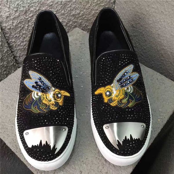 europe royal embroidered bees studded men lazy shoes creepers shinny man as party shoe, Black
europe royal embroidered bees studded men lazy shoes creepers shinny man as party shoe, Black