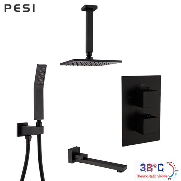 bathroom shower set matte black rain faucet wall or ceiling mounted thermostatic valve system 8-12"shower head. sets
bathroom shower set matte black rain faucet wall or ceiling mounted thermostatic valve system 8-12"shower head. sets