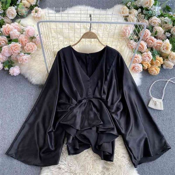 spring temperament fashion vestidos women's waist slimming blusa lotus leaf swing v-neck bat sleeves versatile shirt c423 210507, White
spring temperament fashion vestidos women's waist slimming blusa lotus leaf swing v-neck bat sleeves versatile shirt c423 210507, White