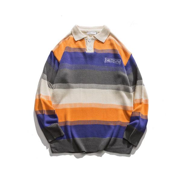 men's sweaters big stripe color block oversized sweater preppy style loose man front button pullover, White;black
men's sweaters big stripe color block oversized sweater preppy style loose man front button pullover, White;black