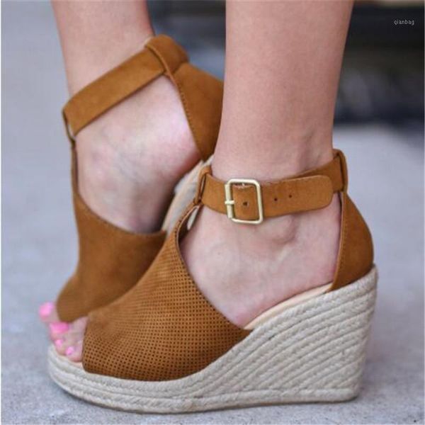 sandals jintoho fashion women flock wedges high ankle outdoor peep toe casual shoes suede wedge with fish mouth1, Black
