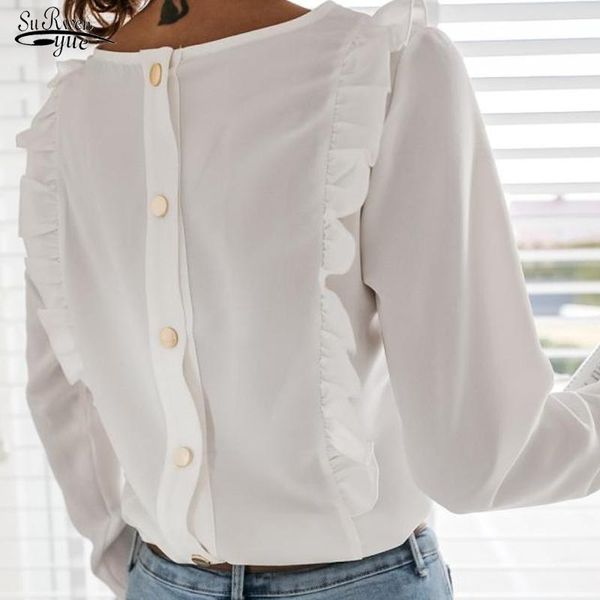 women's blouses & shirts 2021 autumn pleated wood ear women blouse back button lady shirt long-sleeved solid color female blusas mujer, White
women's blouses & shirts 2021 autumn pleated wood ear women blouse back button lady shirt long-sleeved solid color female blusas mujer, White