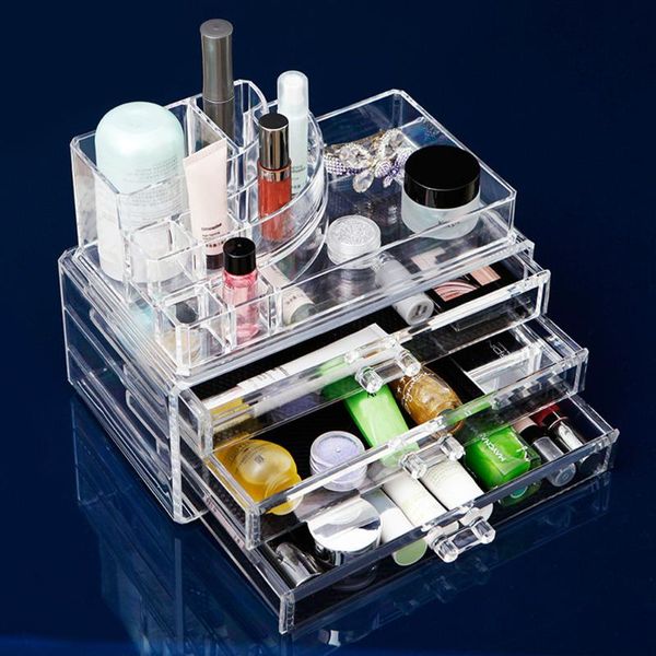 

storage boxes & bins transparent acrylic multi-layer drawer cosmetic box deskcreative jewelry case makeup organizer