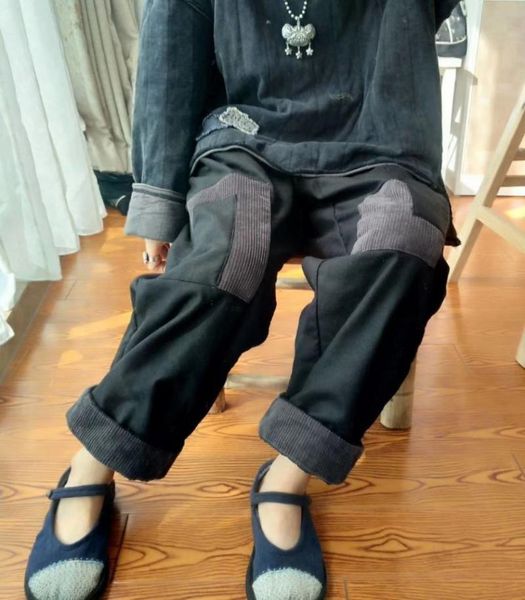 women's pants & capris winter women retro large size loose padded warm trousers elastic waist button spliced corduroy blended female, Black;white
women's pants & capris winter women retro large size loose padded warm trousers elastic waist button spliced corduroy blended female, Black;white