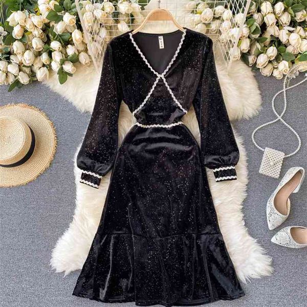 spring fashion style vestidos v-neck bubble sleeve all star slim velvet maxi dresses for women c180 210507, Black;gray
spring fashion style vestidos v-neck bubble sleeve all star slim velvet maxi dresses for women c180 210507, Black;gray