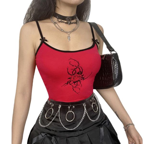 women's t-shirt fashion women camis casual tank red spaghetti strap backless romantic wild rose thorns print camisole, White
women's t-shirt fashion women camis casual tank red spaghetti strap backless romantic wild rose thorns print camisole, White