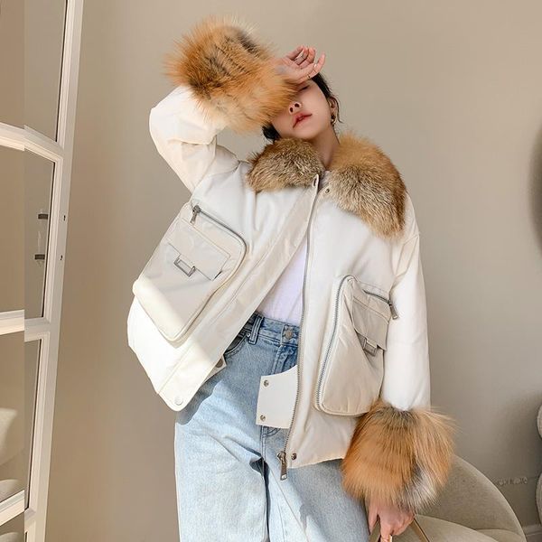 women's fur & faux fashion real collar female winter parkas 90% white duck down jackets warm coats ropa mujer zjt1541, Black
women's fur & faux fashion real collar female winter parkas 90% white duck down jackets warm coats ropa mujer zjt1541, Black