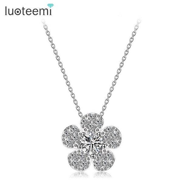 pendant necklaces luoteemi princess flower shining cz jewelry necklace for women wedding evening party factory wholesale, Silver
pendant necklaces luoteemi princess flower shining cz jewelry necklace for women wedding evening party factory wholesale, Silver