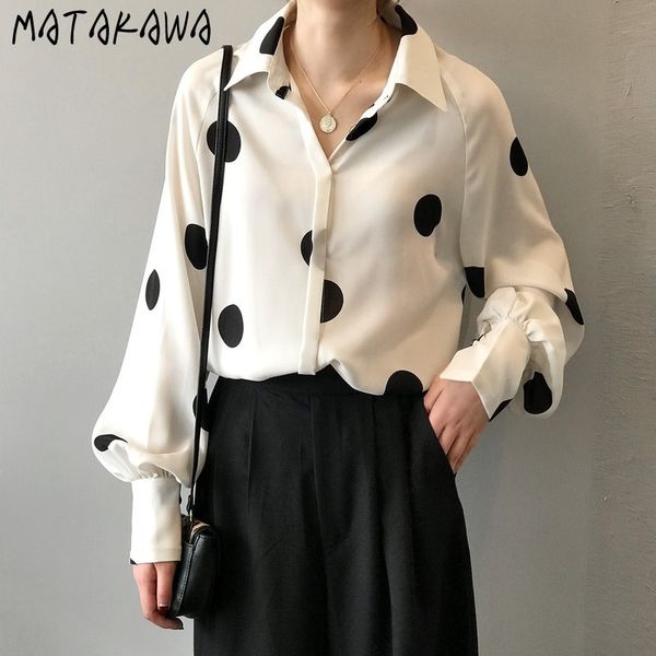 matakawa loose korean shirt women blouse spring retro polka dot blusas chiffon turn-down collar shirt women long sleeve blouses 210513, White
matakawa loose korean shirt women blouse spring retro polka dot blusas chiffon turn-down collar shirt women long sleeve blouses 210513, White