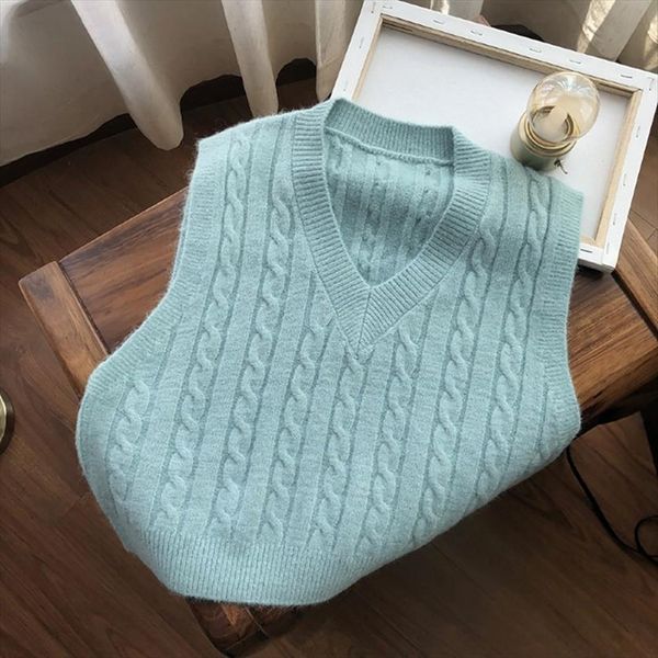 autumn vest womens solid knitted women sweaters korean style student v neck pullover loose casual knitting outerwear, White;black
autumn vest womens solid knitted women sweaters korean style student v neck pullover loose casual knitting outerwear, White;black