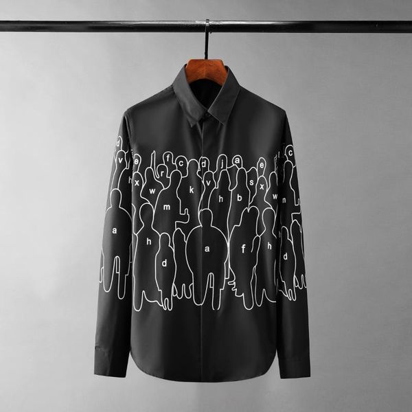 men's casual shirts minglu letter digital printing male long sleeve mens dress fashion slim fit party man, White;black
men's casual shirts minglu letter digital printing male long sleeve mens dress fashion slim fit party man, White;black