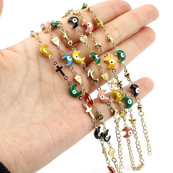 charm bracelets turkish evil eyes colorful moon star cross heart women beaded bracelet gold chain bangle fashion jewerlry accessories, Golden;silver
charm bracelets turkish evil eyes colorful moon star cross heart women beaded bracelet gold chain bangle fashion jewerlry accessories, Golden;silver