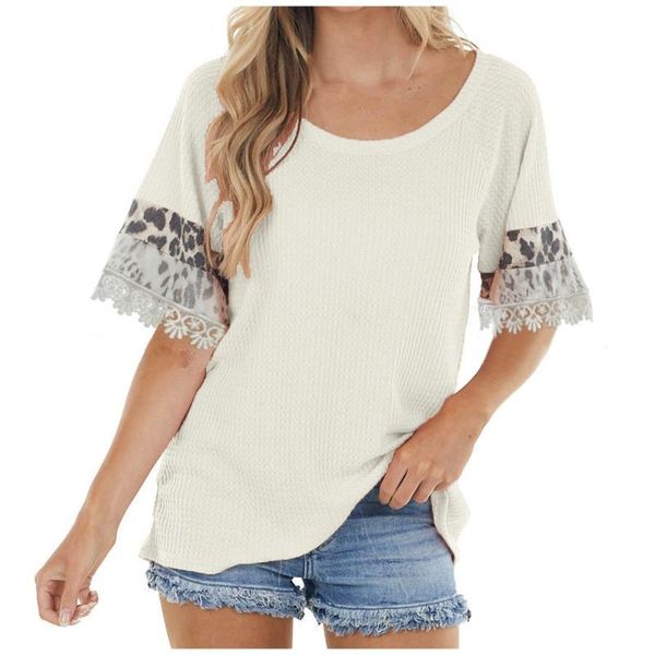 women's blouses & shirts fashion leopard patchwork blouse o-neck short sleeve loose comfortable womens and summer, White
women's blouses & shirts fashion leopard patchwork blouse o-neck short sleeve loose comfortable womens and summer, White