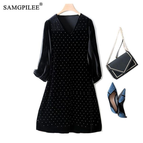 casual dresses black dress patchwork dot pattern 2021 bronzing gold velvet a-line full sleeve v-neck dreses for women 4xl, Black;gray
casual dresses black dress patchwork dot pattern 2021 bronzing gold velvet a-line full sleeve v-neck dreses for women 4xl, Black;gray