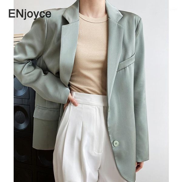 women's suits & blazers vintage green satin blazer women spring fall casual suit korean fashion ladies office long sleeve chic workwear, White;black
women's suits & blazers vintage green satin blazer women spring fall casual suit korean fashion ladies office long sleeve chic workwear, White;black