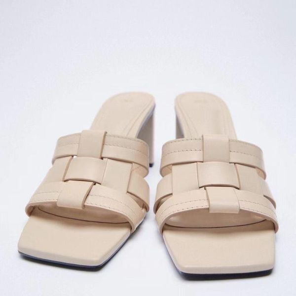 2021 summer women slippers designers slides pink fashion square toe flip flops braided strap leather high heels outer wear stiletto heel mul, Black
2021 summer women slippers designers slides pink fashion square toe flip flops braided strap leather high heels outer wear stiletto heel mul, Black