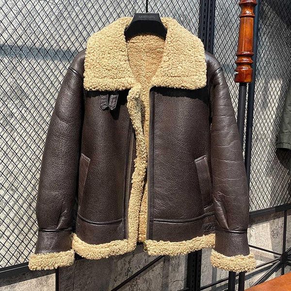 men's leather & faux original ecological fur all-in-one men's flight suit real coat sheep skin motorcycle jacket pre-sale, Black
men's leather & faux original ecological fur all-in-one men's flight suit real coat sheep skin motorcycle jacket pre-sale, Black