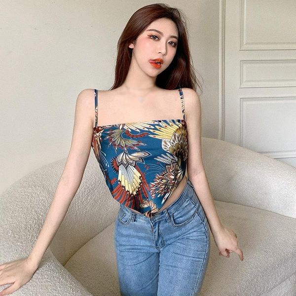 women's tanks & camis korean retro female flower print pattern irregular thin wrap chest show waist loose slim seaside vacation style, White
women's tanks & camis korean retro female flower print pattern irregular thin wrap chest show waist loose slim seaside vacation style, White