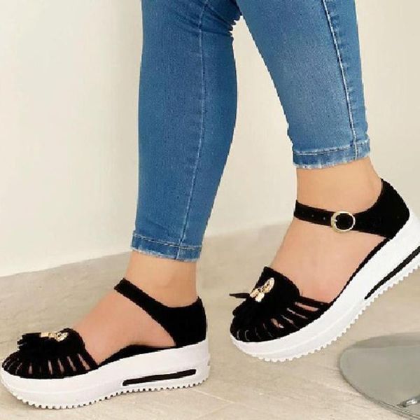 women buckle straps tassel sandals 2021 woman platform hollow out wedges summer ladies flats shoes female footwear plus size, Black
women buckle straps tassel sandals 2021 woman platform hollow out wedges summer ladies flats shoes female footwear plus size, Black