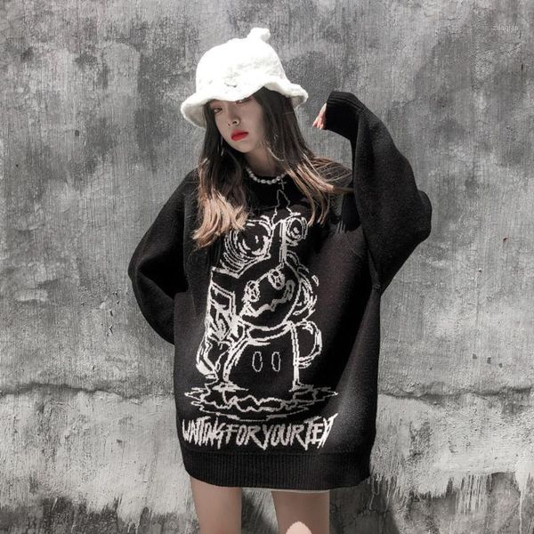 fashion gothic long sleeve streetwear black sweter cartoon women winter clothes punk goth plus size woman sweaters women's, White;black
fashion gothic long sleeve streetwear black sweter cartoon women winter clothes punk goth plus size woman sweaters women's, White;black