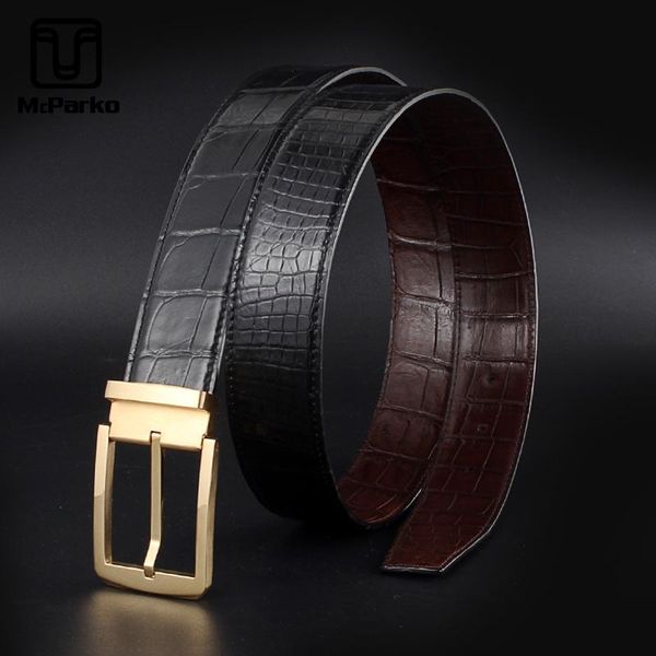 belts mcparko authentic crocodile leather belt men luxury double-sided genuine for pin buckle suits, Black;brown 
belts mcparko authentic crocodile leather belt men luxury double-sided genuine for pin buckle suits, Black;brown