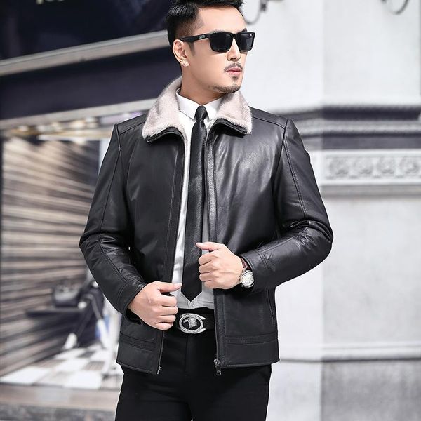 men's leather & faux genuine jacket men winter cow real liner warm down coats collar jaqueta de couro yy441, Black
men's leather & faux genuine jacket men winter cow real liner warm down coats collar jaqueta de couro yy441, Black