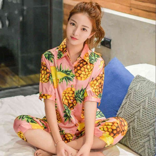women's sleepwear pineapple print women pajamas short sleeve trousers set pyjamas 6wzr, Black;red
women's sleepwear pineapple print women pajamas short sleeve trousers set pyjamas 6wzr, Black;red