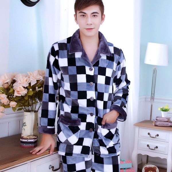 h5875 sleepwear men pajamas set thickened flannel long sleeve plus size nightgown autumn winter coral fleece leisure nightwear, Black;brown
h5875 sleepwear men pajamas set thickened flannel long sleeve plus size nightgown autumn winter coral fleece leisure nightwear, Black;brown