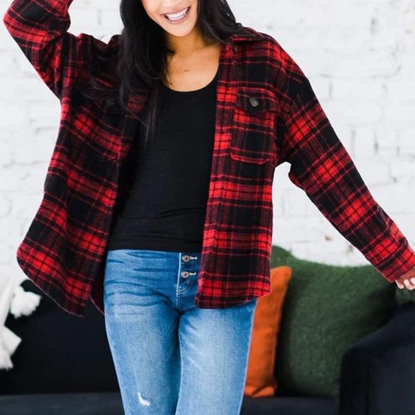 women's jackets 2021 women plus size blouses long sleeve cotton shirts turn-down collar slim plaid shirt female casual blouse abrigo, Black;brown
women's jackets 2021 women plus size blouses long sleeve cotton shirts turn-down collar slim plaid shirt female casual blouse abrigo, Black;brown