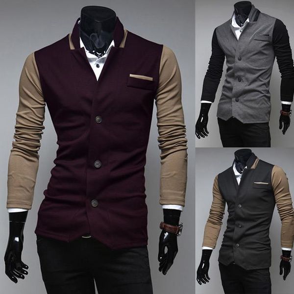brand spring personality color block decor mens casual jacket slim fashion blazer suit 3 s m-xxl men's suits & blazers, White;black
brand spring personality color block decor mens casual jacket slim fashion blazer suit 3 s m-xxl men's suits & blazers, White;black