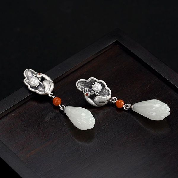 dangle & chandelier original design natural hetian jade magnolia phoenix pearl earrings chinese retro elegant light luxury women's silv, Silver
dangle & chandelier original design natural hetian jade magnolia phoenix pearl earrings chinese retro elegant light luxury women's silv, Silver