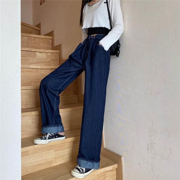 women's jeans ead high waist retro trousers ladies autumn korean loose wide-leg pants fashion wild plus size casual street trend, Blue
women's jeans ead high waist retro trousers ladies autumn korean loose wide-leg pants fashion wild plus size casual street trend, Blue