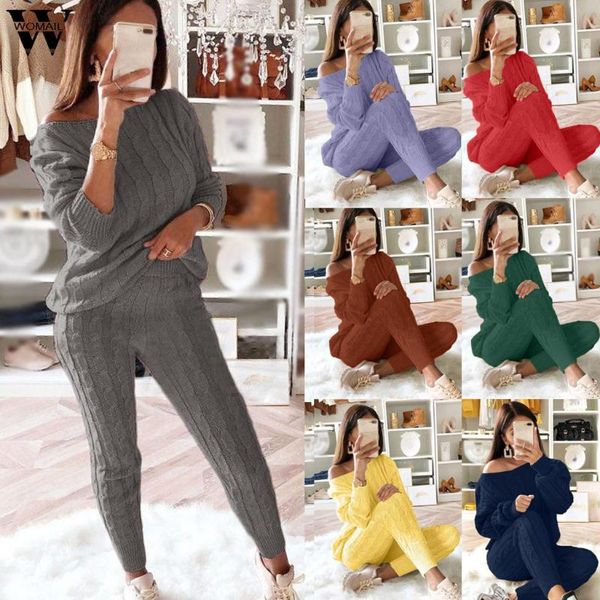 two piece dress womail tracksuit women autumn warm 2 set sweater pants knitted suit knit outwear outfit club, White
two piece dress womail tracksuit women autumn warm 2 set sweater pants knitted suit knit outwear outfit club, White
