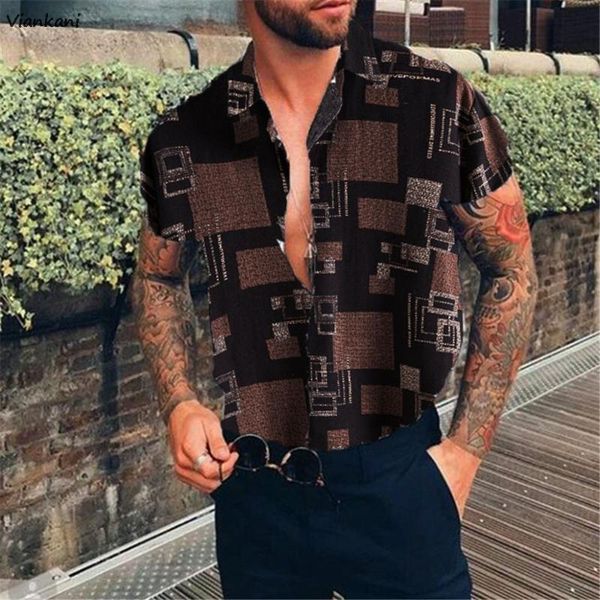 men's casual shirts blouse summer fashion plaid printed short sleeve 2021 vintage trend lapel brown streetwear shirt, White;black
men's casual shirts blouse summer fashion plaid printed short sleeve 2021 vintage trend lapel brown streetwear shirt, White;black