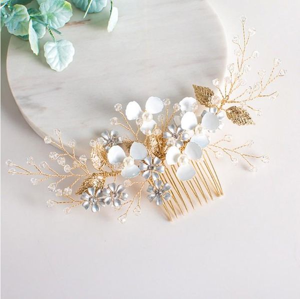 hair clips & barrettes gold white flower leaf women bride comb bridal headpiece crystal wedding pearls jewelry accessories, Golden;silver
hair clips & barrettes gold white flower leaf women bride comb bridal headpiece crystal wedding pearls jewelry accessories, Golden;silver