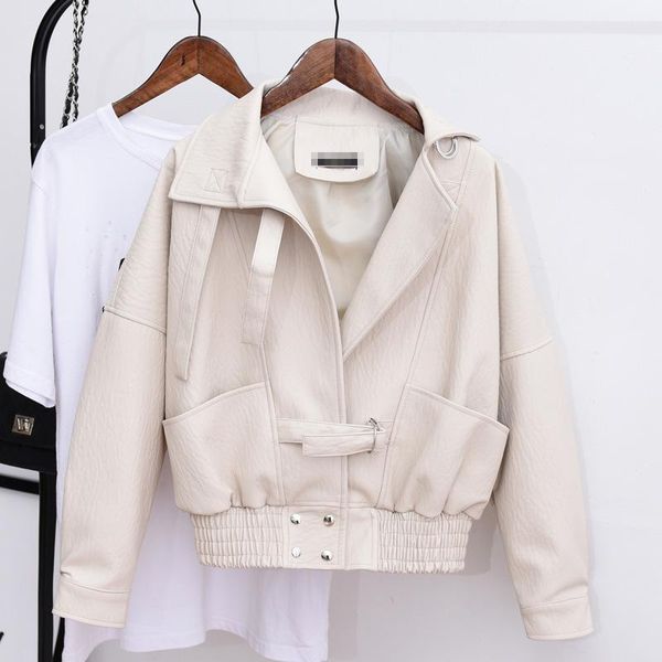women's leather & faux motorcycle streetwear jacket women pu ladies letaher woman turn-down collar pokets loose coat jackets 2021, Black
women's leather & faux motorcycle streetwear jacket women pu ladies letaher woman turn-down collar pokets loose coat jackets 2021, Black