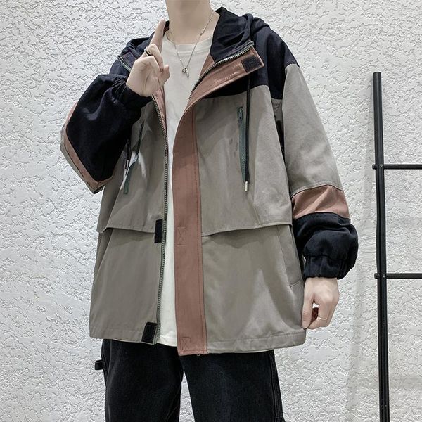men's jackets korean men spring autumn bomber mens patchwork casual jacket coat fashion hooded zipper workwear outerwear hpeq, Black;brown
men's jackets korean men spring autumn bomber mens patchwork casual jacket coat fashion hooded zipper workwear outerwear hpeq, Black;brown