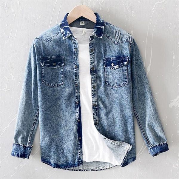 men's casual shirts retro snowflake denim long-sleeved shirt spring high-end quality fashion all-match business classic slim clothing, White;black
men's casual shirts retro snowflake denim long-sleeved shirt spring high-end quality fashion all-match business classic slim clothing, White;black