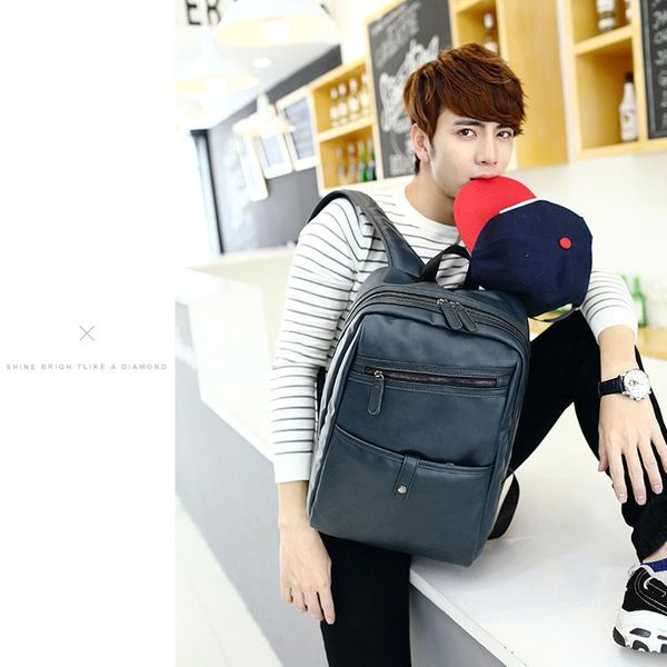 backpack fashion school leather backpacks for men casual large black/blue travel f609
backpack fashion school leather backpacks for men casual large black/blue travel f609