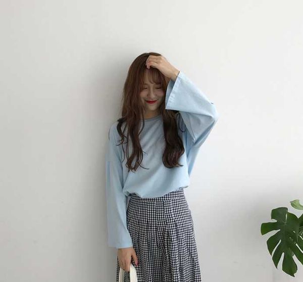 women's t-shirt summer clothing loose casual simple student long-sleeved bottoming shirt tide, White
women's t-shirt summer clothing loose casual simple student long-sleeved bottoming shirt tide, White