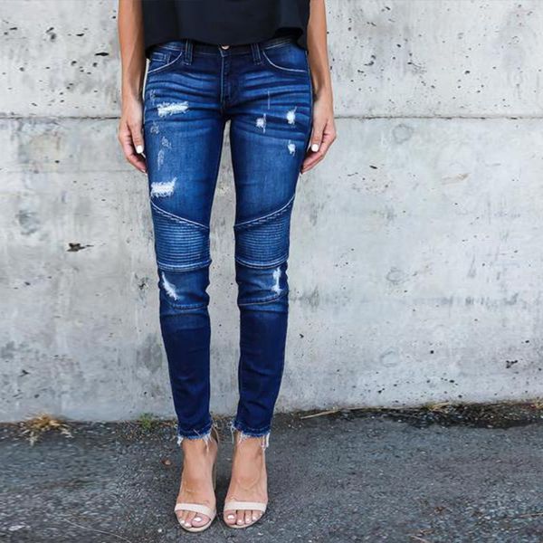 women's jeans fashion mid waist skinny women vintage distressed denim pants autumn crimped destroyed pencil casual ripped, Blue
women's jeans fashion mid waist skinny women vintage distressed denim pants autumn crimped destroyed pencil casual ripped, Blue