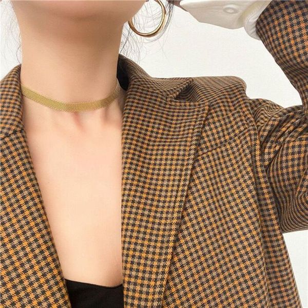 chokers stainless steel chain choker gold plated flat wide women necklace adjustable, Golden;silver
chokers stainless steel chain choker gold plated flat wide women necklace adjustable, Golden;silver