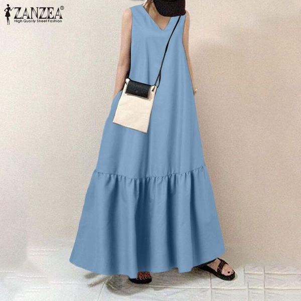 casual dresses summer women's sundresses v neck sleeveless maxi long dress bohemian ruffles tanks loose party vestidos, Black;gray
casual dresses summer women's sundresses v neck sleeveless maxi long dress bohemian ruffles tanks loose party vestidos, Black;gray