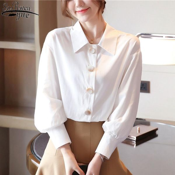 women's blouses & shirts 2021 autumn big button office lady white women collar ol solid elegant long sleeve shirt blusas 10668
women's blouses & shirts 2021 autumn big button office lady white women collar ol solid elegant long sleeve shirt blusas 10668
