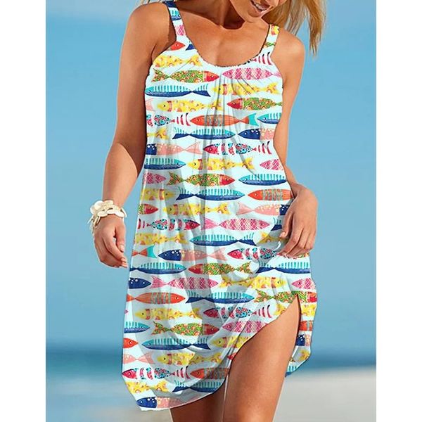 chic long-sleeved round neck strap new style 3d printing loose summer beach seabed animal ocs sling sleeveless casual dress, Black;gray
chic long-sleeved round neck strap new style 3d printing loose summer beach seabed animal ocs sling sleeveless casual dress, Black;gray