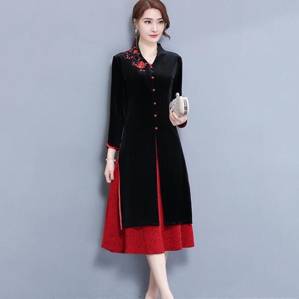casual dresses women cardigan dress suits velvet black 2 piece embroidery floral elegant vintage female plus size large 3xl 4x dc324, Black;gray
casual dresses women cardigan dress suits velvet black 2 piece embroidery floral elegant vintage female plus size large 3xl 4x dc324, Black;gray
